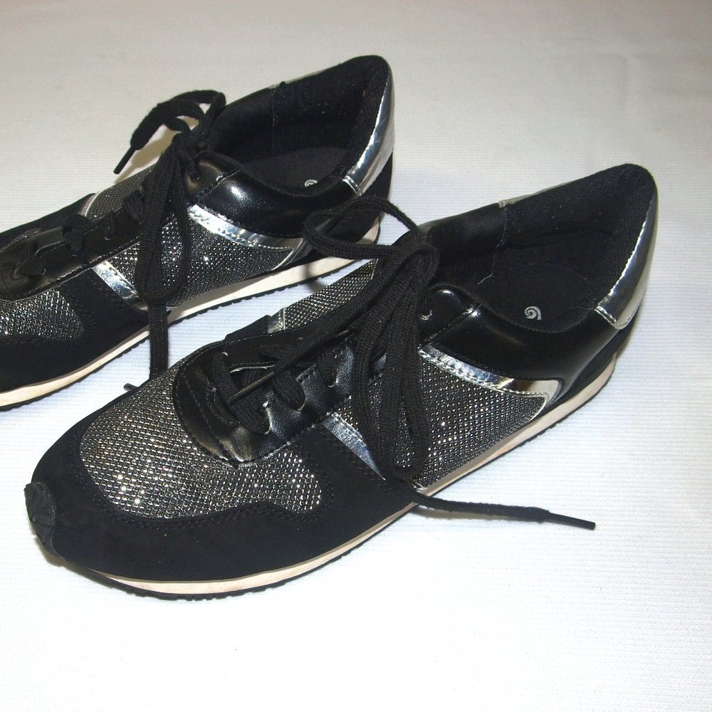 Brash Silver Sparkle Sneakers Faux Suede 8.5M